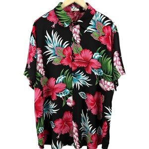NWT Floral Black Hawaiian Shirt Size XXL